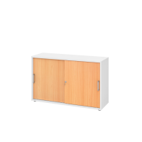 Schiebetürenschrank 2 OH CE Weiß/Buche