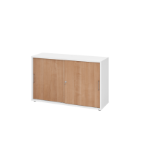 Schiebetürenschrank 2 OH BS Weiß/Nussbaum