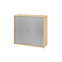 Schiebet&uuml;renschrank 3 OH BS Ahorn/Silber