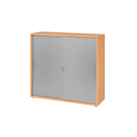 Schiebet&uuml;renschrank 3 OH BS Buche/Silber
