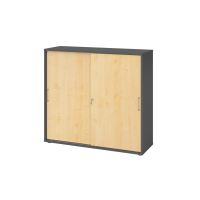 Schiebet&uuml;renschrank 3 OH BS Graphit/Ahorn