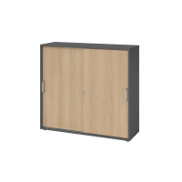 Schiebet&uuml;renschrank 3 OH CE Graphit/Eiche