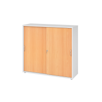 Schiebet&uuml;renschrank 3 OH BM Wei&szlig;/Buche