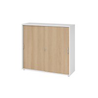 Schiebet&uuml;renschrank 3 OH BM Wei&szlig;/Eiche