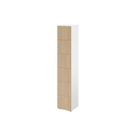 Schliessfachschrank 6OH Weiss/Eiche,6xZS