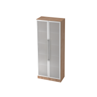 Glastürenschrank 5OH, SO-Bl. RE Nussb./S