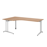 Winkeltisch C-Fuß 200x120cm 90°Nuss