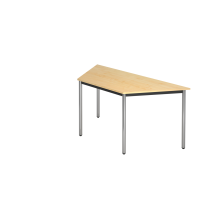 Trapeztisch Rundfuß 160x69cm Ahorn/Chro