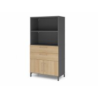 FlexWall Kombischr., 4OH, Sockel, graphit/eic