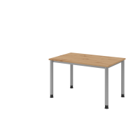 Schreibtisch 4Fuß-rd.120x80cm Asteiche/silber