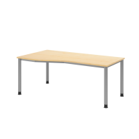 Schreibtisch 4Fuß-rd.180x100/80cm Ahorn/Silb