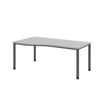 Schreibtisch 4Fuß-rd.180x100/80cm Grau/Graphi