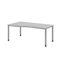 Schreibtisch 4Fuß-rd.180x100/80cm Grau/Silb.