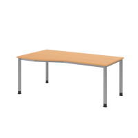 Schreibtisch 4Fuß-rd.180x100/80cm Buche/Silb