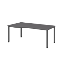Schreibtisch 4Fuß-rd.180x100/80cm Graphit/Gra