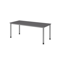 Schreibtisch 4Fuß-rd.180x80cm Graphit/Silber