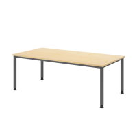 Schreibtisch 4Fuß-rd.200x100cm Ahorn/Graphit