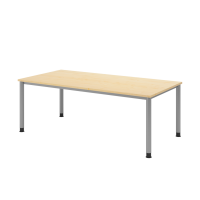 Schreibtisch 4Fuß-rd.200x100cm Ahorn/Silber
