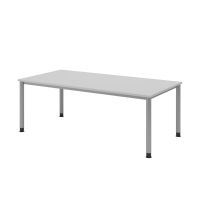 Schreibtisch 4Fuß-rd.200x100cm grau/Silber