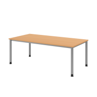 Schreibtisch 4Fuß-rd.200x100cm Buche/Silber