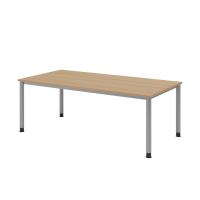 Schreibtisch 4Fuß-rd.200x100cm Eiche/Silber