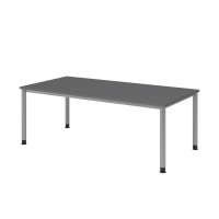 Schreibtisch 4Fuß-rd.200x100cm Graphit/Silber