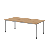 Schreibtisch 4Fuß-rd.200x100cm Asteiche/Silbe