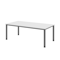 Schreibtisch 4Fuß-rd.200x100cm weiß/Graphit