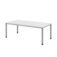 Schreibtisch 4Fuß-rd.200x100cm weiß/Silber