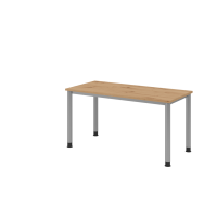 Schreibtisch 4Fuß-rd.140x67cm Asteiche/silber