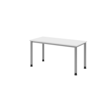 Schreibtisch 4Fuß-rd.140x67cm Weiß/silber