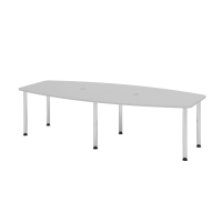 Konferenztisch 280cm/6 Chromf&uuml;&szlig;e Grau