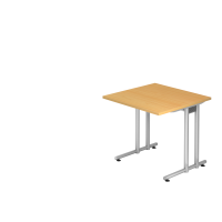 Schreibtisch C-Fuß 80x80cm Buche/Silber