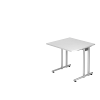 Schreibtisch C-Fuß 80x80cm Weiß/Silber