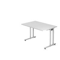 Schreibtisch C-Fuß 120x80cm Weiß/Silber