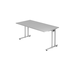 Schreibtisch C-Fu&szlig; 160x80cm Grau/Silber