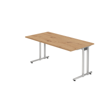 Schreibtisch C-Fu&szlig; 160x80cm Asteiche/Silber