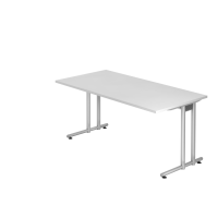 Schreibtisch C-Fu&szlig; 160x80cm Wei&szlig;/Silber