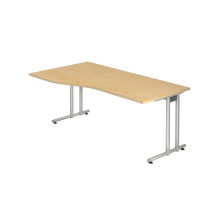 Schreibtisch C-Fu&szlig; 180x100/80cm Ahorn/Silber