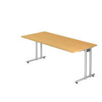 Schreibtisch C-Fuß 180x80cm Buche/Silber
