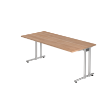 Schreibtisch C-Fuß 180x80cm Nussbaum/Silber