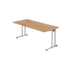Schreibtisch C-Fuß 180x80cm Asteiche/Silber