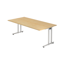Schreibtisch C-Fuß 200x100cm Ahorn/Silber