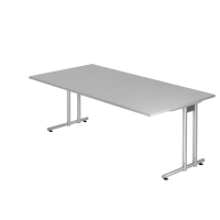 Schreibtisch C-Fuß 200x100cm Grau/Silber