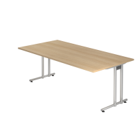 Schreibtisch C-Fuß 200x100cm Eiche/Silber