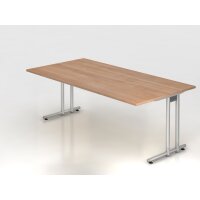 Schreibtisch C-Fuß 200x100cm Nussb gallery