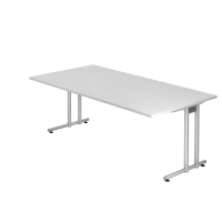 Schreibtisch C-Fuß 200x100cm Weiß/Silber