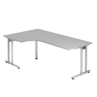 Winkeltisch C-Fuß 200x120cm 90°Grau