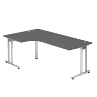 Winkeltisch C-Fuß 200x120cm 90°Grap