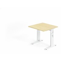 Schreibtisch C-Fuß 80x80cm Ahorn/W gallery